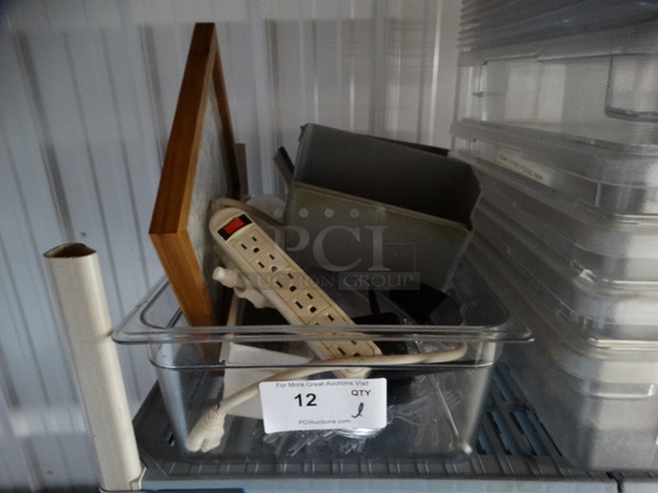 ALL ONE MONEY! Lot of Various Items Including Power Strip, Spray Bottle and Full Size Drop In Bin! - Image 1 of 6