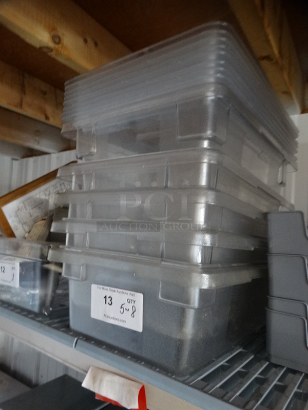 5 Poly Clear Bins w/ 8 Lids. 12x18x6, 12x18x9. 5 Times Your Bid! - Image 3 of 3