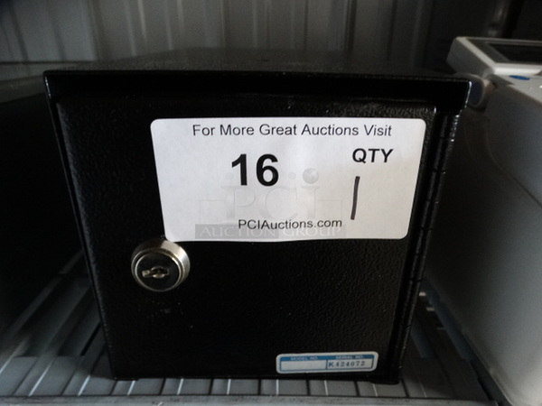 Black Metal Single Compartment Safe. 6x10x6 - Image 1 of 5