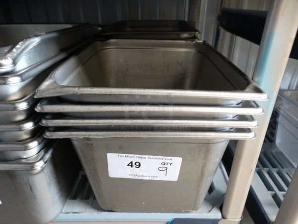 9 Stainless Steel 1/2 Size Drop In Bins. 1/2x8. 9 Times Your Bid!