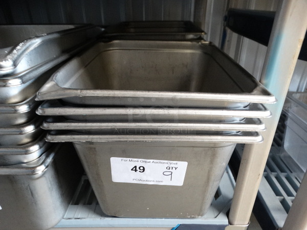 9 Stainless Steel 1/2 Size Drop In Bins. 1/2x8. 9 Times Your Bid! - Image 1 of 4
