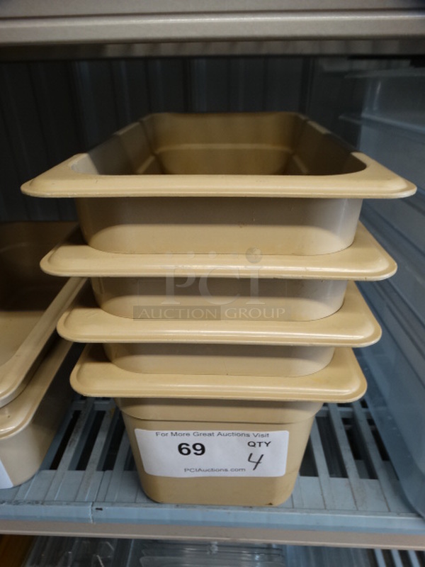 4 Cambro Tan Poly 1/3 Size Drop In Bins. 1/3x6. 4 Times Your Bid!