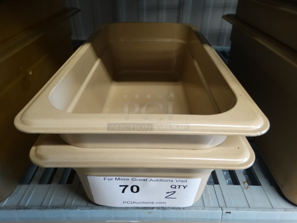 2 Cambro Tan Poly 1/3 Size Drop In Bins. 1/3x4. 2 Times Your Bid! - Image 1 of 4