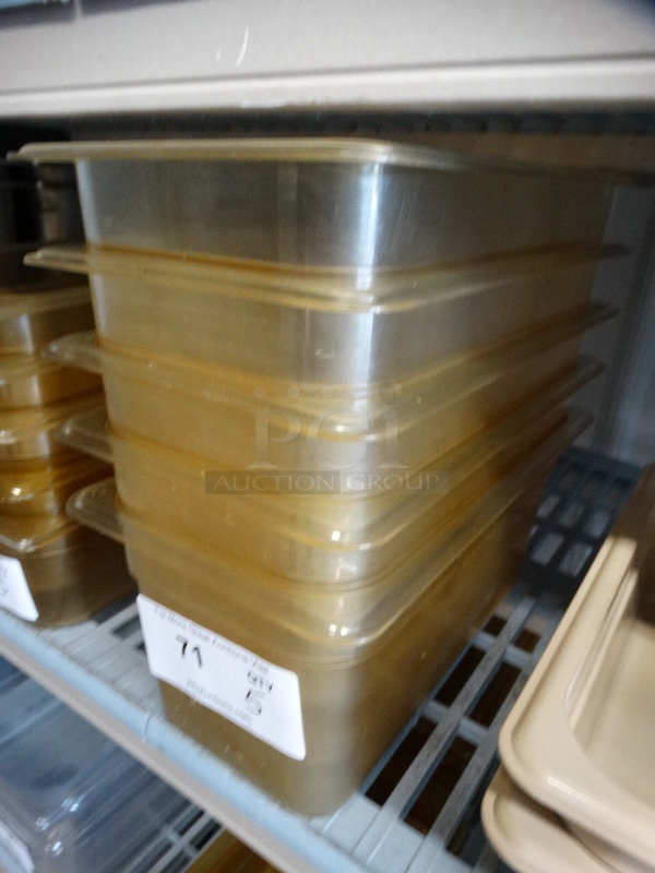 5 Cambro Amber Colored Poly 1/3 Size Drop In Bins. 1/3x6. 2 Times Your Bid! - Image 2 of 4