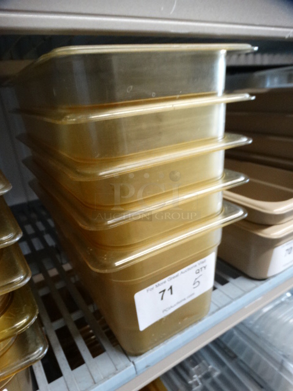 5 Cambro Amber Colored Poly 1/3 Size Drop In Bins. 1/3x6. 2 Times Your Bid! - Image 3 of 4