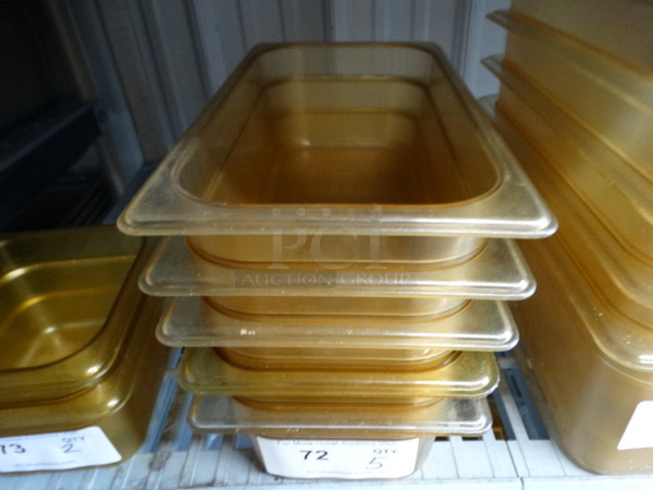 5 Rubbermaid Amber Colored Poly 1/3 Size Drop In Bins. 1/3x4. 2 Times Your Bid! - Image 1 of 5