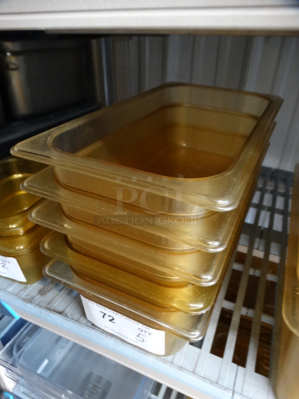 5 Rubbermaid Amber Colored Poly 1/3 Size Drop In Bins. 1/3x4. 2 Times Your Bid! - Image 2 of 5