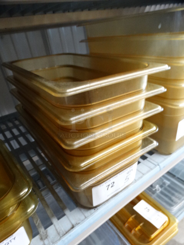 5 Rubbermaid Amber Colored Poly 1/3 Size Drop In Bins. 1/3x4. 2 Times Your Bid! - Image 3 of 5