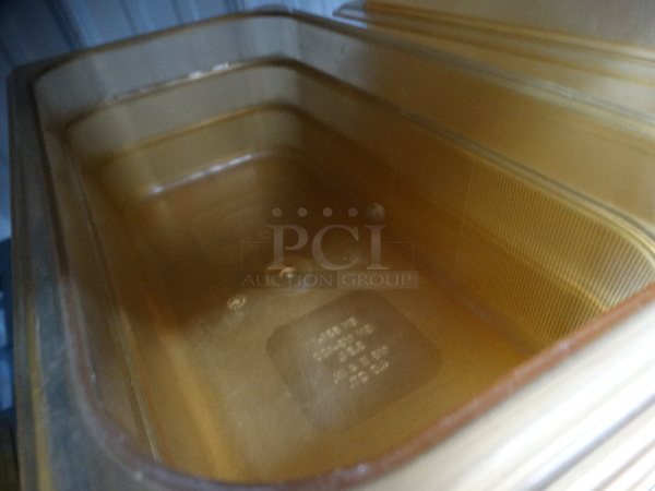 5 Rubbermaid Amber Colored Poly 1/3 Size Drop In Bins. 1/3x4. 2 Times Your Bid! - Image 4 of 5