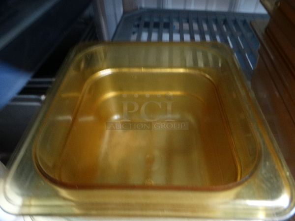 2 Cambro Amber Colored Poly 1/6 Size Drop In Bins. 1/6x4. 2 Times Your Bid! - Image 3 of 4