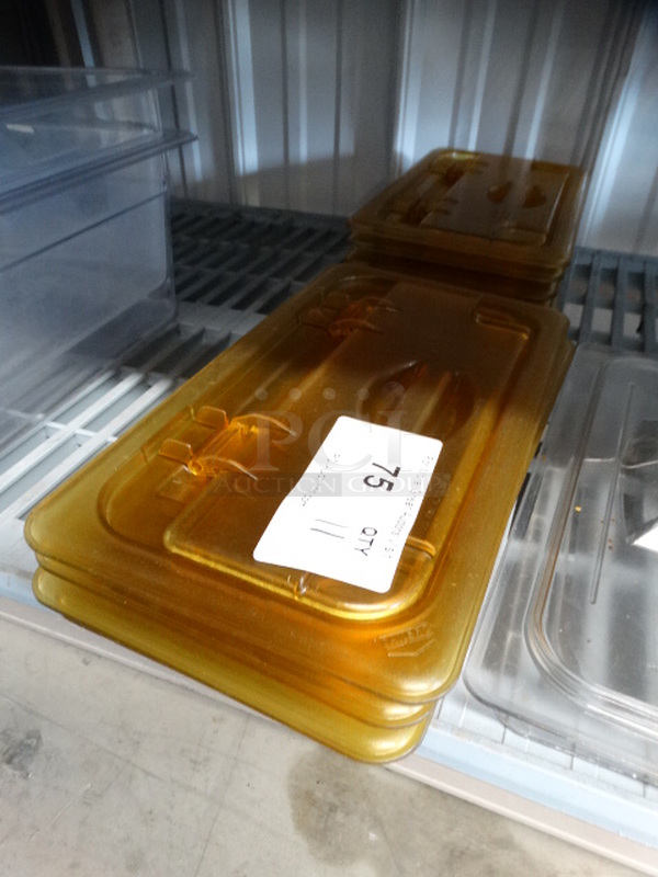 11 Poly 1/3 Size Drop In Bin Lids; 9 Amber Colored and 2 Clear. 11 Times Your Bid! - Image 2 of 3