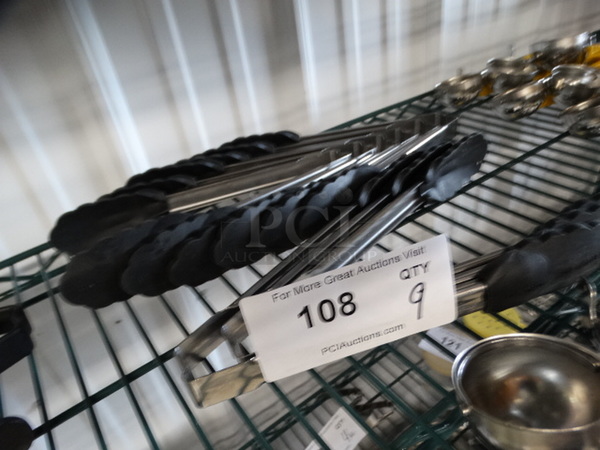 9 Metal Tongs w/ Black Poly Ends. 10". 9 Times Your Bid! - Image 3 of 4
