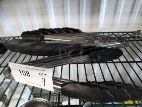9 Metal Tongs w/ Black Poly Ends. 10". 9 Times Your Bid! - Image 4 of 4