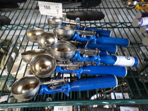 8 Metal Scoops w/ Blue Handle. 9". 8 Times Your Bid! - Image 2 of 3