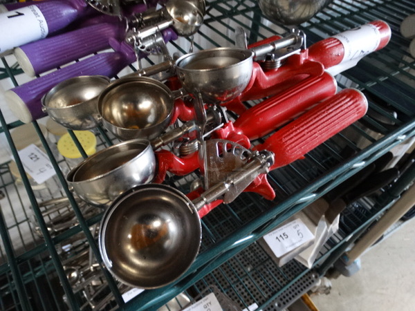5 Metal Scoops w/ Red Handle. 8.5". 5 Times Your Bid! - Image 3 of 3