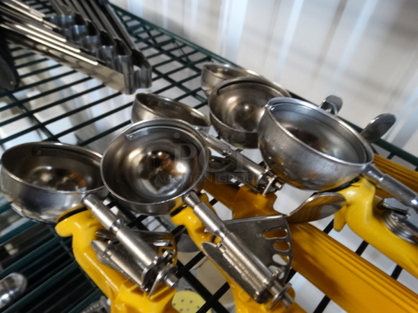 6 Metal Scoops w/ Yellow Handle. 9". 6 Times Your Bid! - Image 2 of 3