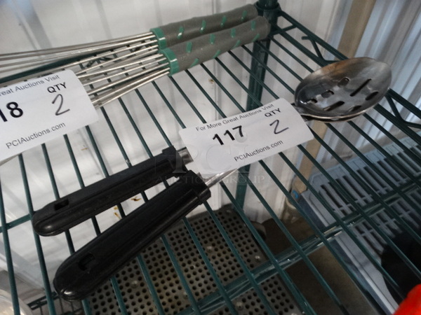 2 Metal Straining Serving Spoons. 13". 2 Times Your Bid! - Image 1 of 2