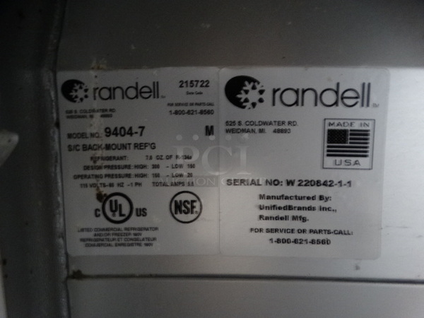 NICE! Randell Model 9404-7 Stainless Steel Commercial Single Door Undercounter Cooler on Commercial Casters. 115 Volts, 1 Phase. 27x30x32. Tested and Working! - Image 5 of 5