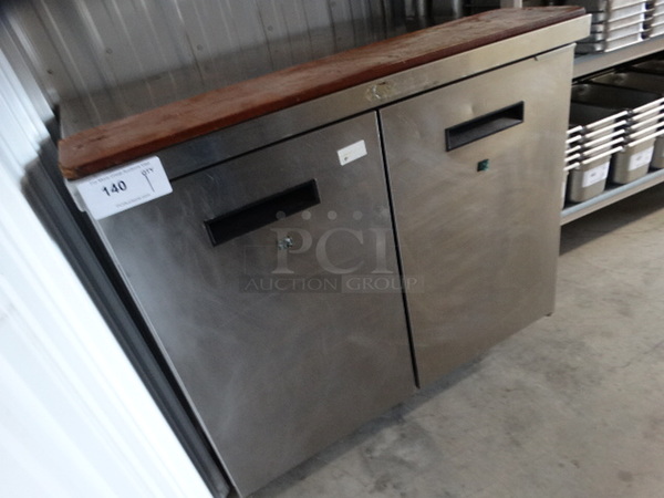 GREAT! Randell Model 9802-7 Stainless Steel Commercial Work Top 2 Door Cooler w/ Cutting Board on Commercial Casters. 115 Volts, 1 Phase. 36x32.5x34.5. Tested and Powers On But Does Not Get Cold - Image 3 of 7