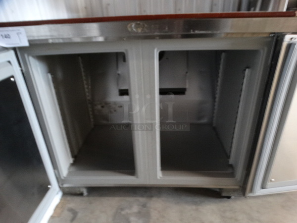 GREAT! Randell Model 9802-7 Stainless Steel Commercial Work Top 2 Door Cooler w/ Cutting Board on Commercial Casters. 115 Volts, 1 Phase. 36x32.5x34.5. Tested and Powers On But Does Not Get Cold - Image 6 of 7