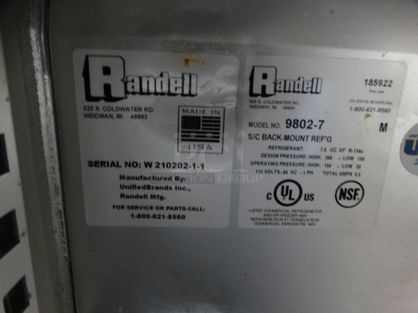 GREAT! Randell Model 9802-7 Stainless Steel Commercial Work Top 2 Door Cooler w/ Cutting Board on Commercial Casters. 115 Volts, 1 Phase. 36x32.5x34.5. Tested and Powers On But Does Not Get Cold - Image 7 of 7