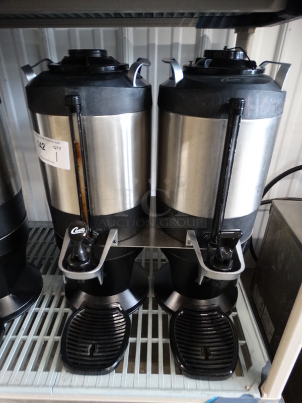 NICE! 2 Curtis Model TXSG1501S200 Chrome Finish Countertop Coffee Servers on Black Finish Stand. 18x15x23 - Image 1 of 8
