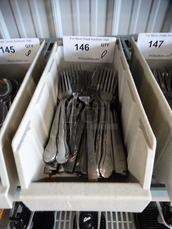 ALL ONE MONEY! Lot of Metal Forks in Poly Bin! 7.5" - Image 1 of 4