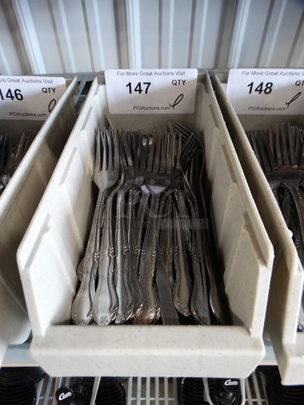 ALL ONE MONEY! Lot of Metal Forks in Poly Bin! 7.5" - Image 1 of 4