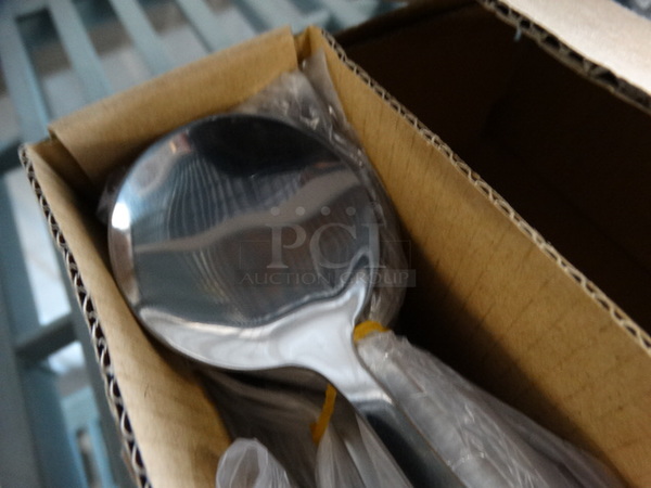 ALL ONE MONEY! Lot of 24 BRAND NEW Metal Soup Spoons! 6" - Image 2 of 3