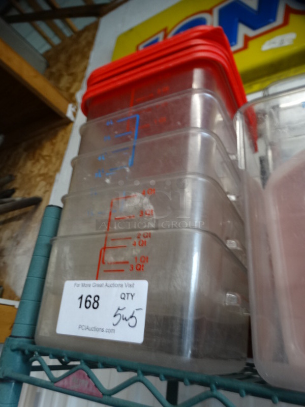 5 Poly Clear Containers w/ 5 Red Lids. 9x9x4. 5 Times Your Bid! - Image 2 of 4