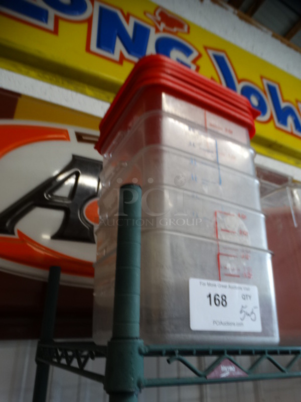5 Poly Clear Containers w/ 5 Red Lids. 9x9x4. 5 Times Your Bid! - Image 3 of 4
