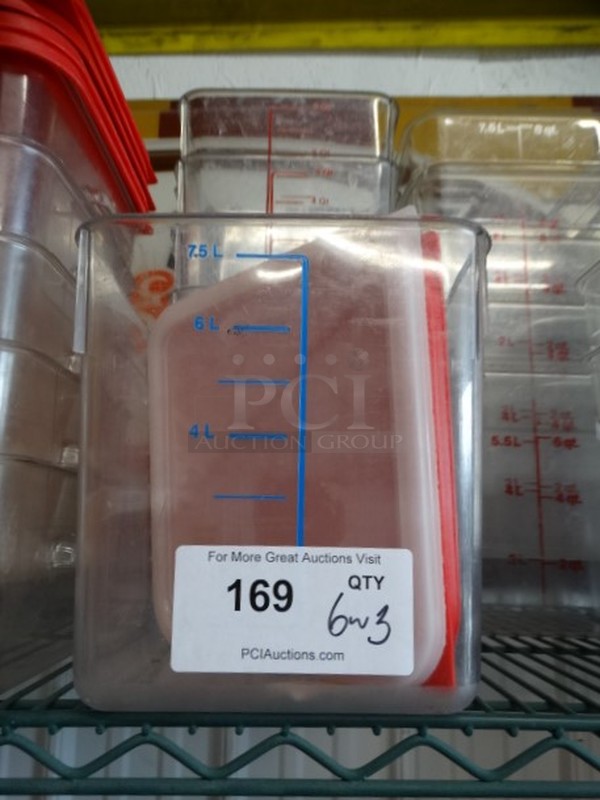 6 Poly Clear Containers w/ 3 Lids. 9x9x9. 6 Times Your Bid! - Image 1 of 3