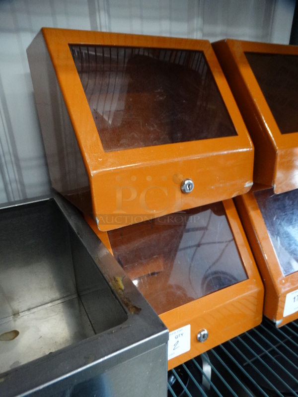 2 Orange Metal Cash Deposit Boxes w/ Top Slot and Clear Front Panel. 11.5x10x10. 2 Times Your Bid! - Image 2 of 4