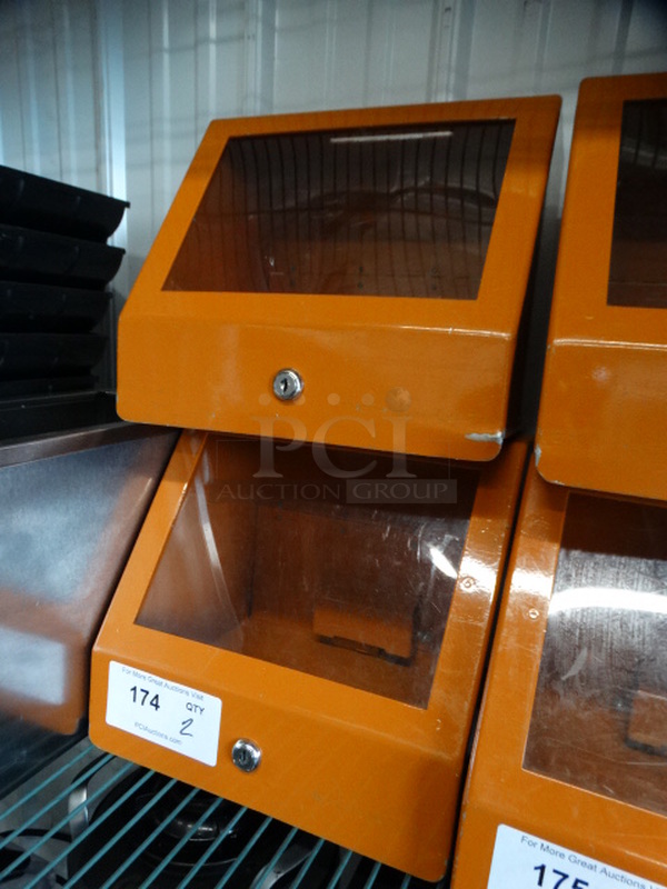 2 Orange Metal Cash Deposit Boxes w/ Top Slot and Clear Front Panel. 11.5x10x10. 2 Times Your Bid! - Image 3 of 4