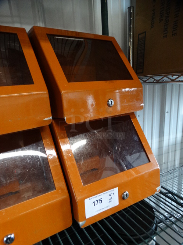 2 Orange Metal Cash Deposit Boxes w/ Top Slot and Clear Front Panel. 11.5x10x10. 2 Times Your Bid! - Image 2 of 4