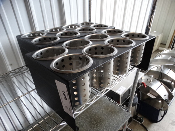 2 Black Metal Units w/ 8 Metal Silverware Holders in Each. 19x10x7. 2 Times Your Bid!
 - Image 2 of 5