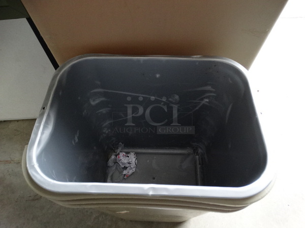 4 Poly Trash Cans; 1 Gray and 3 Tan. Includes 11x14.5x20. 4 Times Your Bid!
 - Image 3 of 3