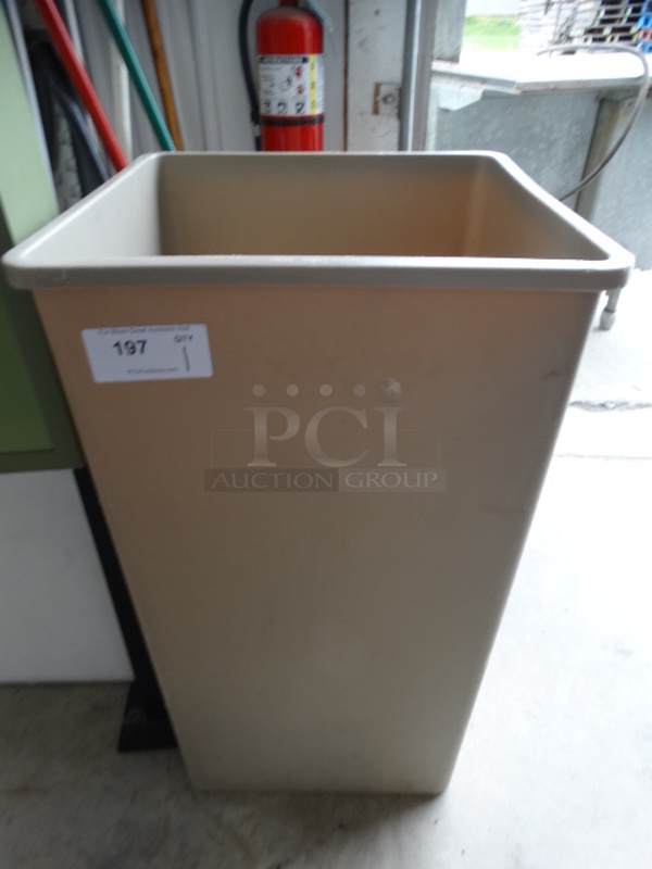 Tan Poly Trash Can. 19.5x19.5x34