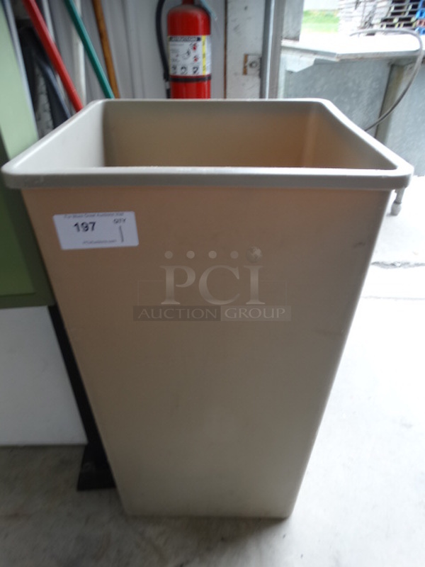 Tan Poly Trash Can. 19.5x19.5x34 - Image 1 of 4