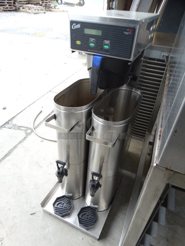 NICE! Curtis Model TCTS10631 Stainless Steel Commercial Countertop Iced Tea Machine w/ Poly Brew Basket, 2 Metal Beverage Holder Dispensers and 2 Drip Trays. 120 Volts, 1 Phase. 13x26x34 - Image 2 of 7