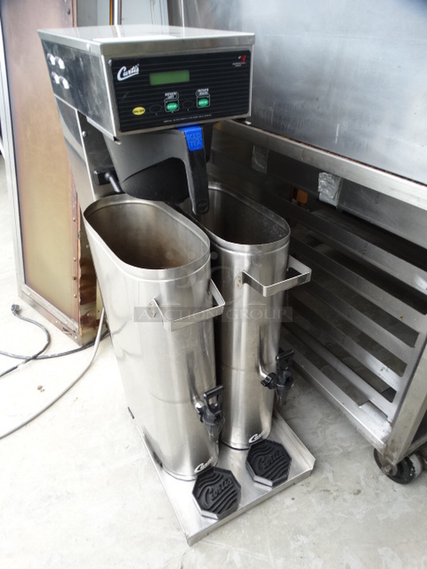 NICE! Curtis Model TCTS10631 Stainless Steel Commercial Countertop Iced Tea Machine w/ Poly Brew Basket, 2 Metal Beverage Holder Dispensers and 2 Drip Trays. 120 Volts, 1 Phase. 13x26x34 - Image 3 of 7