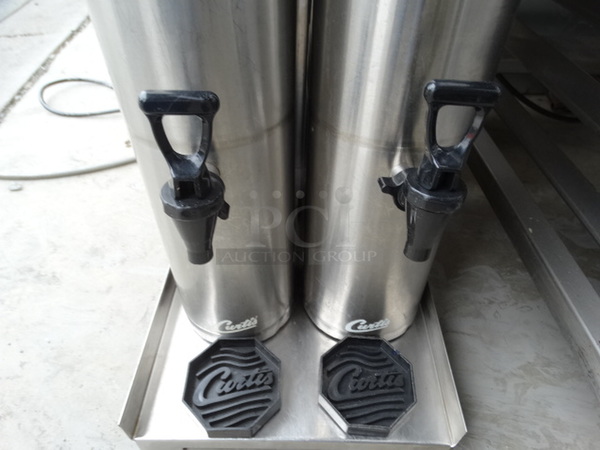 NICE! Curtis Model TCTS10631 Stainless Steel Commercial Countertop Iced Tea Machine w/ Poly Brew Basket, 2 Metal Beverage Holder Dispensers and 2 Drip Trays. 120 Volts, 1 Phase. 13x26x34 - Image 6 of 7