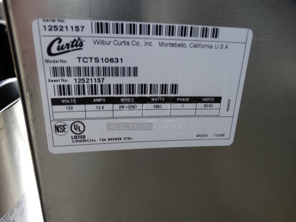 NICE! Curtis Model TCTS10631 Stainless Steel Commercial Countertop Iced Tea Machine w/ Poly Brew Basket, 2 Metal Beverage Holder Dispensers and 2 Drip Trays. 120 Volts, 1 Phase. 13x26x34 - Image 7 of 7