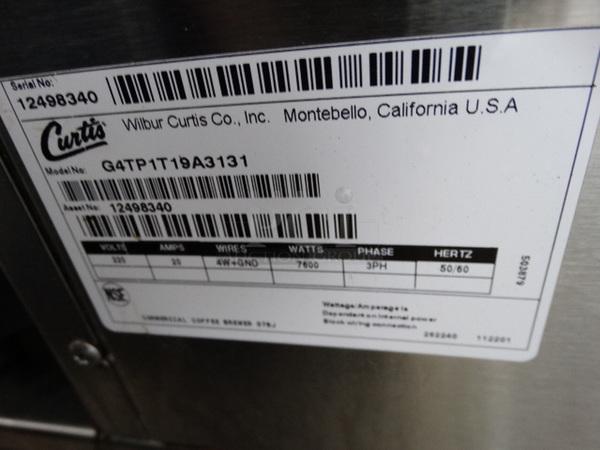 GREAT! Curtis Model G4TP1T19A3131 Stainless Steel Commercial Countertop Dual Coffee Machine w/ Hot Water Dispenser, 2 Poly Brew Baskets and 2 Coffee Servers. 220 Volts, 3 Phase. 18x18x31 - Image 6 of 7