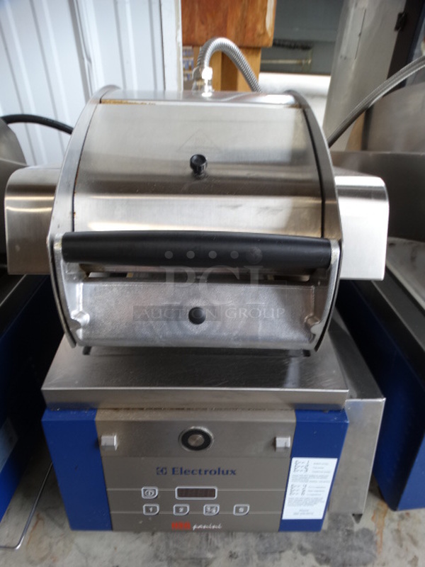 AWESOME! 2012 Electrolux Model HSPPAN HSG Panini Stainless Steel Commercial Countertop Electric Powered Panini Press. 208 Volts, 1 Phase. 14x24x21. Cannot Test Due To Plug Style