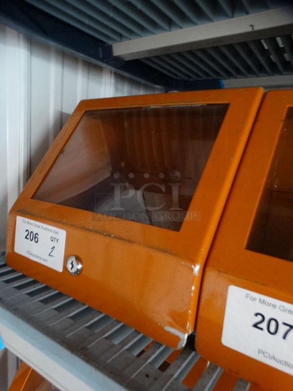 2 Orange Metal Cash Deposit Boxes w/ Top Slot and Clear Front Panel. 11.5x10x10. 2 Times Your Bid! - Image 2 of 3