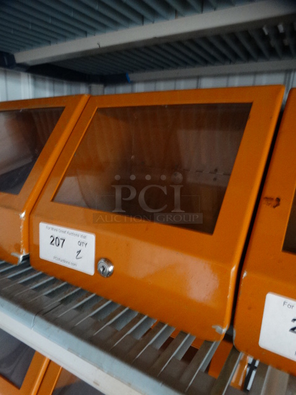 2 Orange Metal Cash Deposit Boxes w/ Top Slot and Clear Front Panel. 11.5x10x10. 2 Times Your Bid! - Image 2 of 3