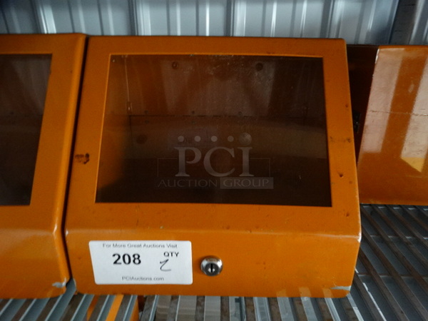 2 Orange Metal Cash Deposit Boxes w/ Top Slot and Clear Front Panel. 11.5x10x10. 2 Times Your Bid! - Image 1 of 3