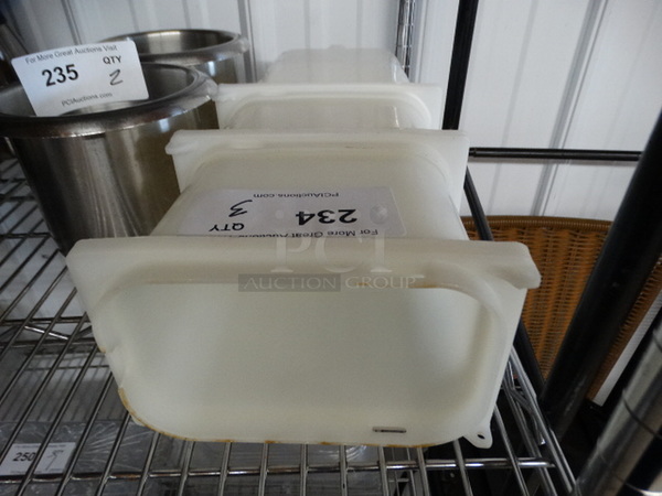 3 White Poly Bins. 7.5x4.5x10. 3 Times Your Bid! - Image 1 of 3