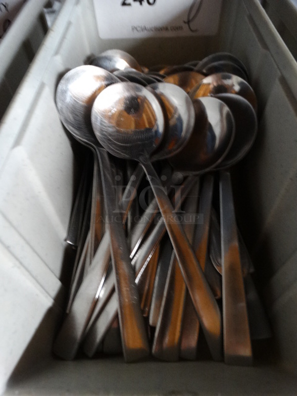 ALL ONE MONEY! Lot of Metal Soup Spoons in Poly Bin! 6" - Image 4 of 4